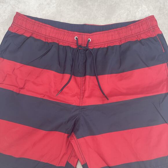 Nautica Men's Size 2XL Swim Shorts Red and Navy Stripe Drawstring Dark Academia - Picture 3 of 8